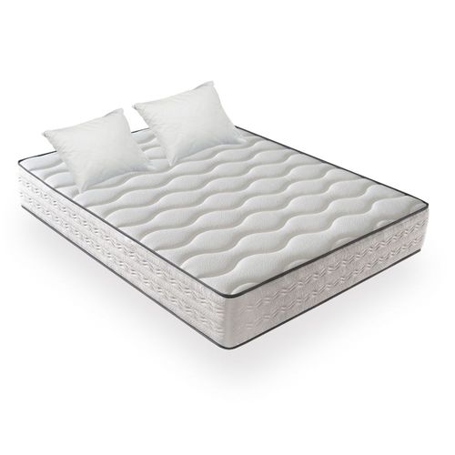 Matelas Mousse 160x200 cm ZAFIRE + 2 Oreillers 60x60 - Côté Été/hiver - H25 Cm