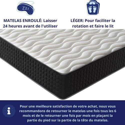 Matelas Mousse 90x200 CASABLANCA - Ferme - Réversible - Côté Été/hiver - H30 Cm