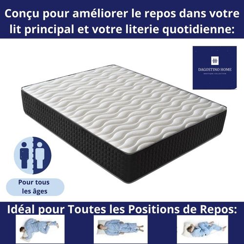 Matelas Mousse 140x200 cm CASABLANCA - Ferme - Réversible - Côté Été/hiver - H30 Cm