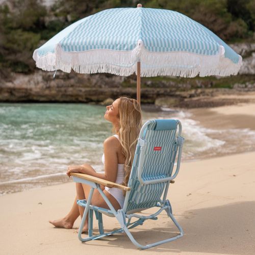 Chaise De Plage Pliante Polyester Bleu