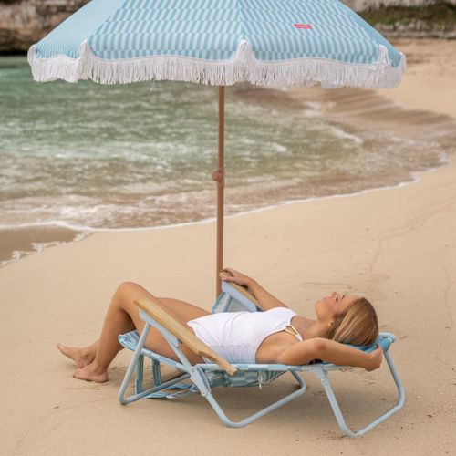 Chaise De Plage Pliante Polyester Bleu