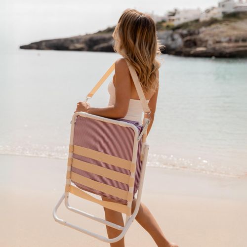Chaise De Plage Pliante Polyester Bordeaux