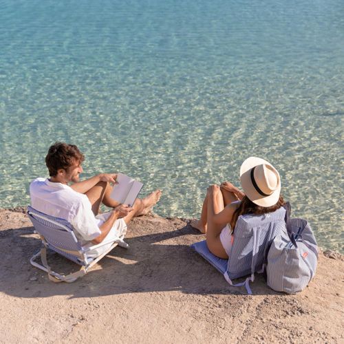 Chaise De Plage Pliante Polyester Bleu