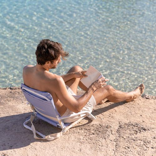 Chaise De Plage Pliante Polyester Bleu