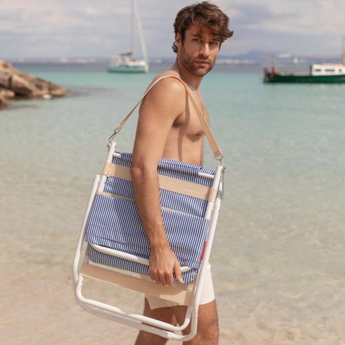 Chaise De Plage Pliante Polyester Bleu