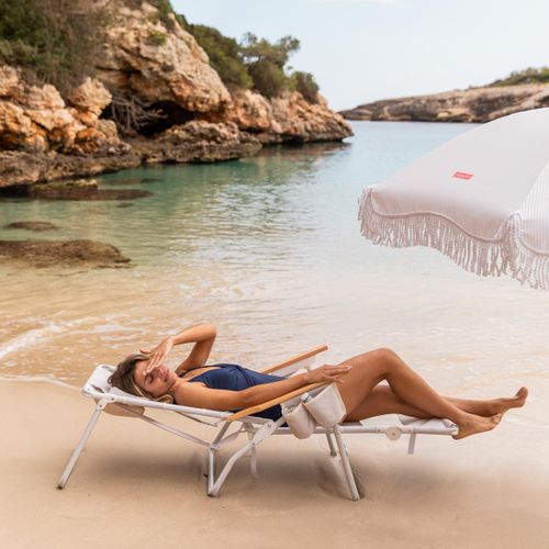 Chaise Longue Pliante Polyester Beige