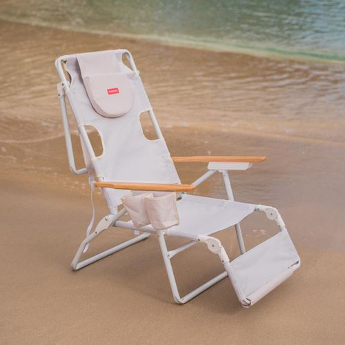 Chaise Longue Pliante Polyester Beige