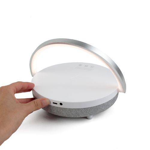 Lampe LED sans fil - Multifonction - Chargeur - Enceinte Bluetooth - Commande tactile - Blanc