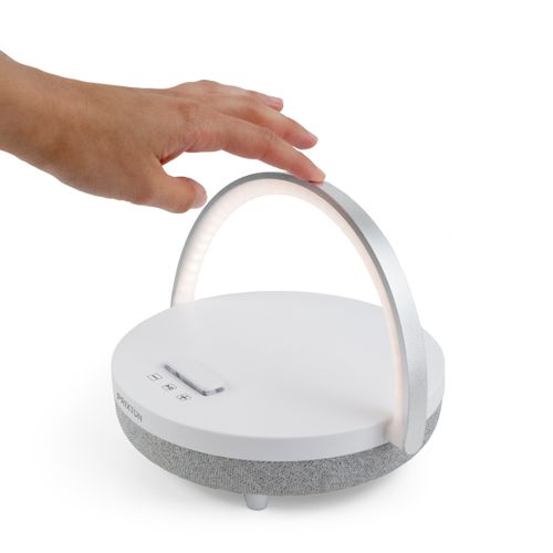 Lampe LED sans fil - Multifonction - Chargeur - Enceinte Bluetooth - Commande tactile - Blanc