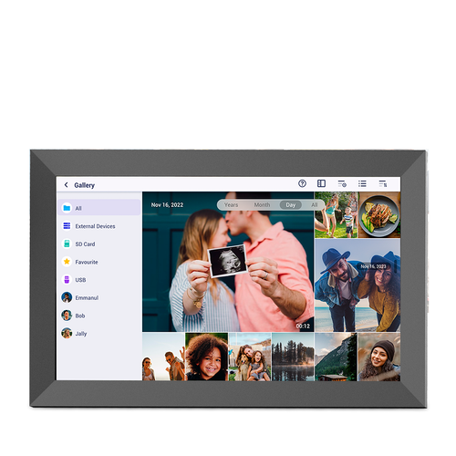 Cadre Photo Numérique Prado XL Avec Wifi Et App Mobile, Écran Tactile 15,6”, Full Hd, Noir