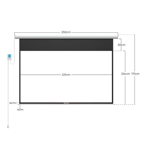 Écran De Projection Cinema Max, Moteur Électrique, Écran 100", Matériau Pvc Anti-froissage Lavable