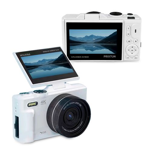 Caméra Digitale Xplorer Dv900 Wifi, Écran Pivotant, Résolution 4k Et 64mp, Blanc