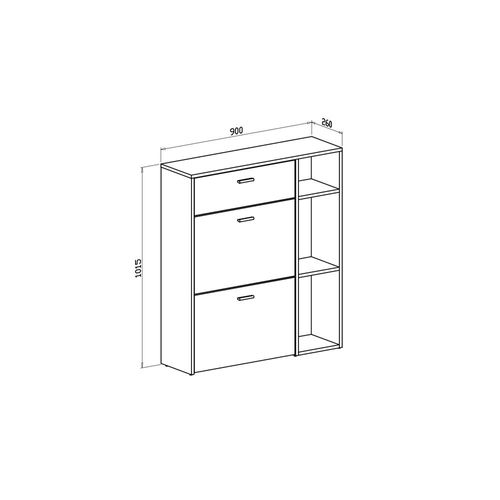 Meuble Chaussures Wind, 90x26x102cm, Gris Anthracite Et Chêne