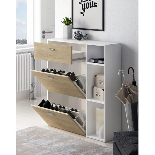 Meuble Chaussures Wind Blanc Et Chêne
