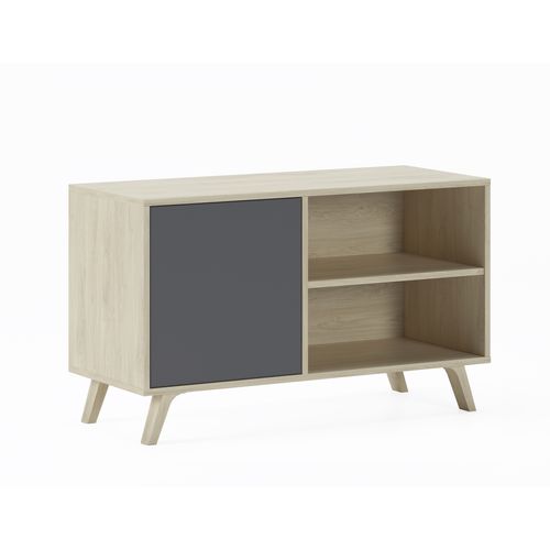 Meuble TV Porte Gauche, 95x40x57cm, Chêne Et Gris Anthracite