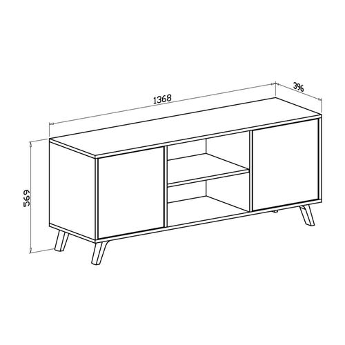 Meuble TV 140 cm 2 Portes Puccini Et Gris Anthracite