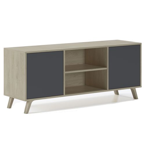 Meuble TV 140 cm 2 Portes Puccini Et Gris Anthracite