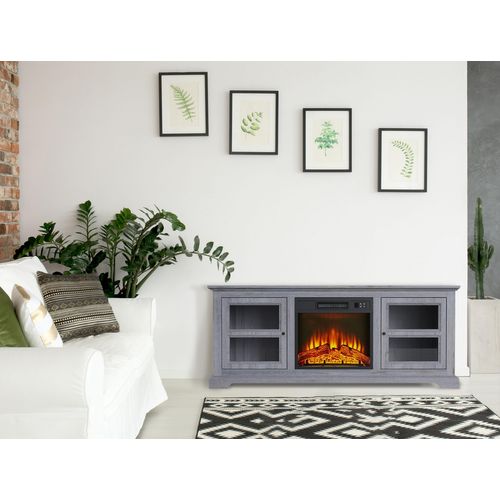 Buffet Avec Cheminée Électrique Couleur Gris 2000w