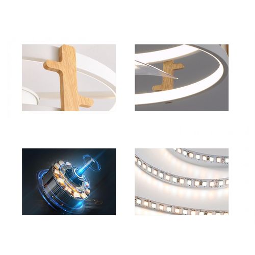 Lampe à Ventilateur LED Avec Détails En Bois