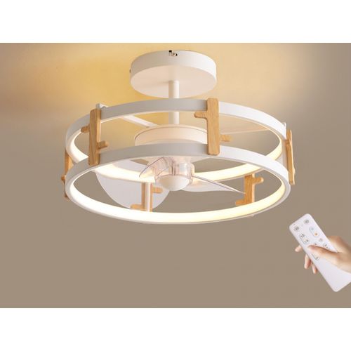 Lampe à Ventilateur LED Avec Détails En Bois