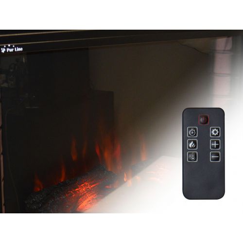 Cheminée Électrique 2kw En Verre Trempé Plat Avec Télécommande Et Flamme Réglable