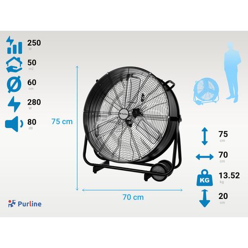 Ventilateur De Sol Industriel 250w Avec Pales En Aluminium