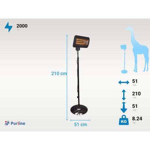 Chauffage Quartz Numérique D'extérieur Avec Pied Et Télécommande