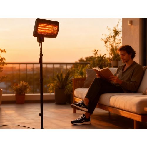 Chauffage Quartz Numérique D'extérieur Avec Pied Et Télécommande