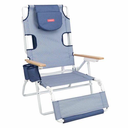 Chaise Longue Pliante Polyester Bleu