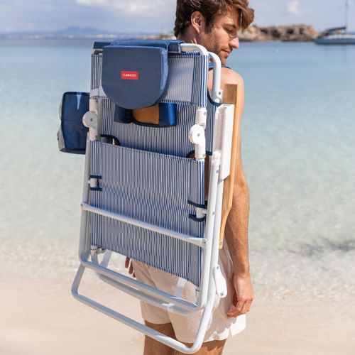 Chaise Longue Pliante Polyester Bleu