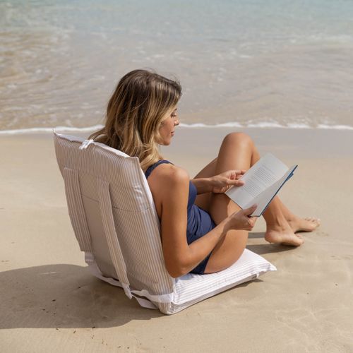 Chaise De Plage Polyester Pliable Beige