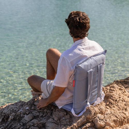 Chaise De Plage Polyester Pliable Bleu