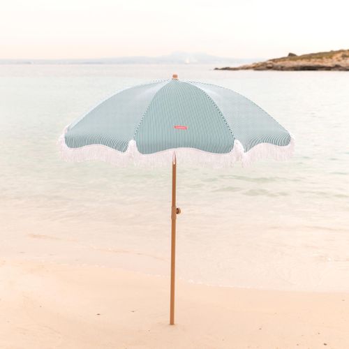 Grand Parasol Rayé Polyester Vert 210x180cm