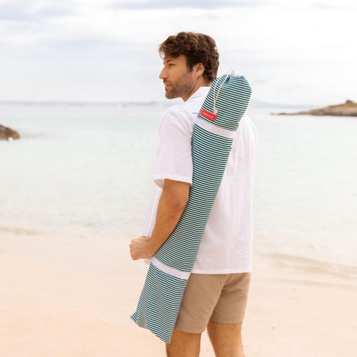 Grand Parasol Rayé Polyester Vert 210x180cm