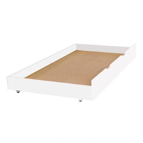 Lit Cabane Avec Barrièrre + Tiroir De Rangement En Bois Blanc 90x190cm