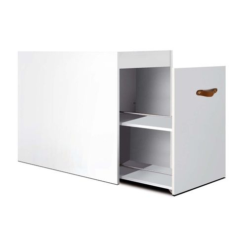 Rangement Pour Chaussures Poignée Cuir Aggloméré Blanc 74x115 Cm