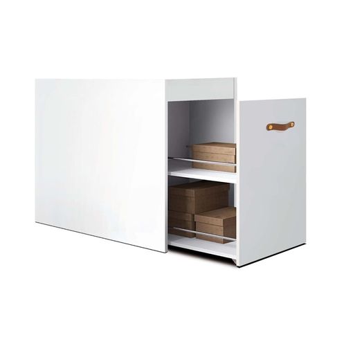 Bureau Avec Meuble à Chaussures 90 Blanc Cuir 76,5x242x45 Cm