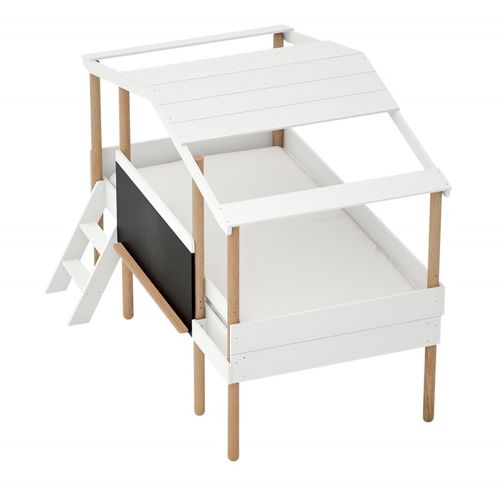 Lit Cabane Avec Ardoise Mdf Blanc 90x200cm