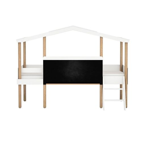 Lit Cabane Ardoise + 1 Tiroir Mdf Blanc 90x200cm