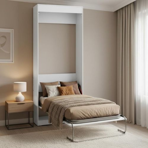 Lit Escamotable Verticaux Aggloméré Blanc 90x190cm