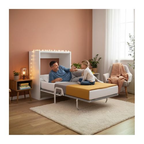 Lit Rabattable 100x200 Cm - Blanc