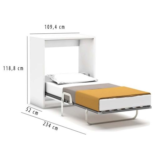 Lit Rabattable Avec Matelas 100x200 Cm - Blanc