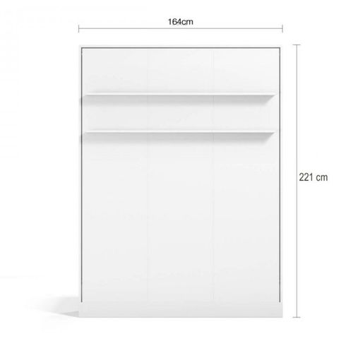 Lit Escamotable Vertical Avec Matelas Blanc 150x200 Cm