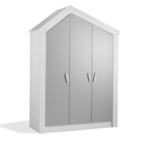 Armoire 3 Portes Aggloméré Blanc Et Gris 207x150x58cm