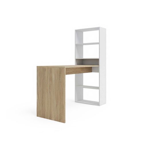 Bureau Cosmique Avec Étagères En Chêne Artik Blanc Chêne Canadien 120 X 144 Cm