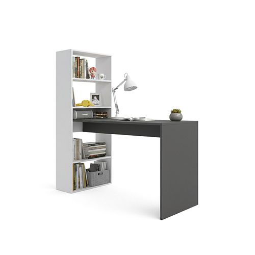 Bureau Cosmic Avec Étagères En Blanc Artik Gris Anthracite 120 X 144 Cm