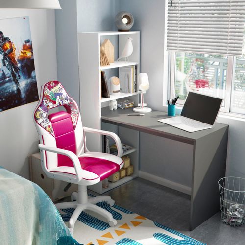 Bureau Cosmic Avec Étagères En Blanc Artik Gris Anthracite 120 X 144 Cm