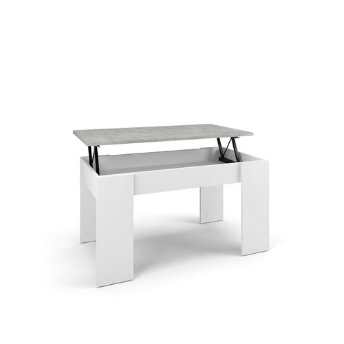 Table Basse à Plateau Relevable Norak Blanc Artik Et Gris Ciment
