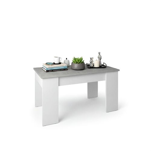 Table Basse à Plateau Relevable Norak Blanc Artik Et Gris Ciment