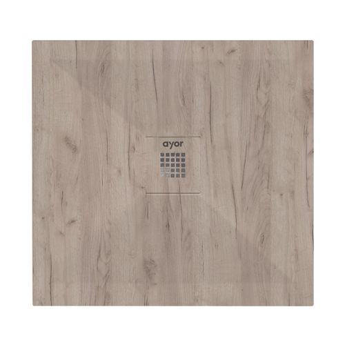 Receveur De Douche Nola 3 - 90x90x3 - Résine - Nature Bois - Bonde - Découpable